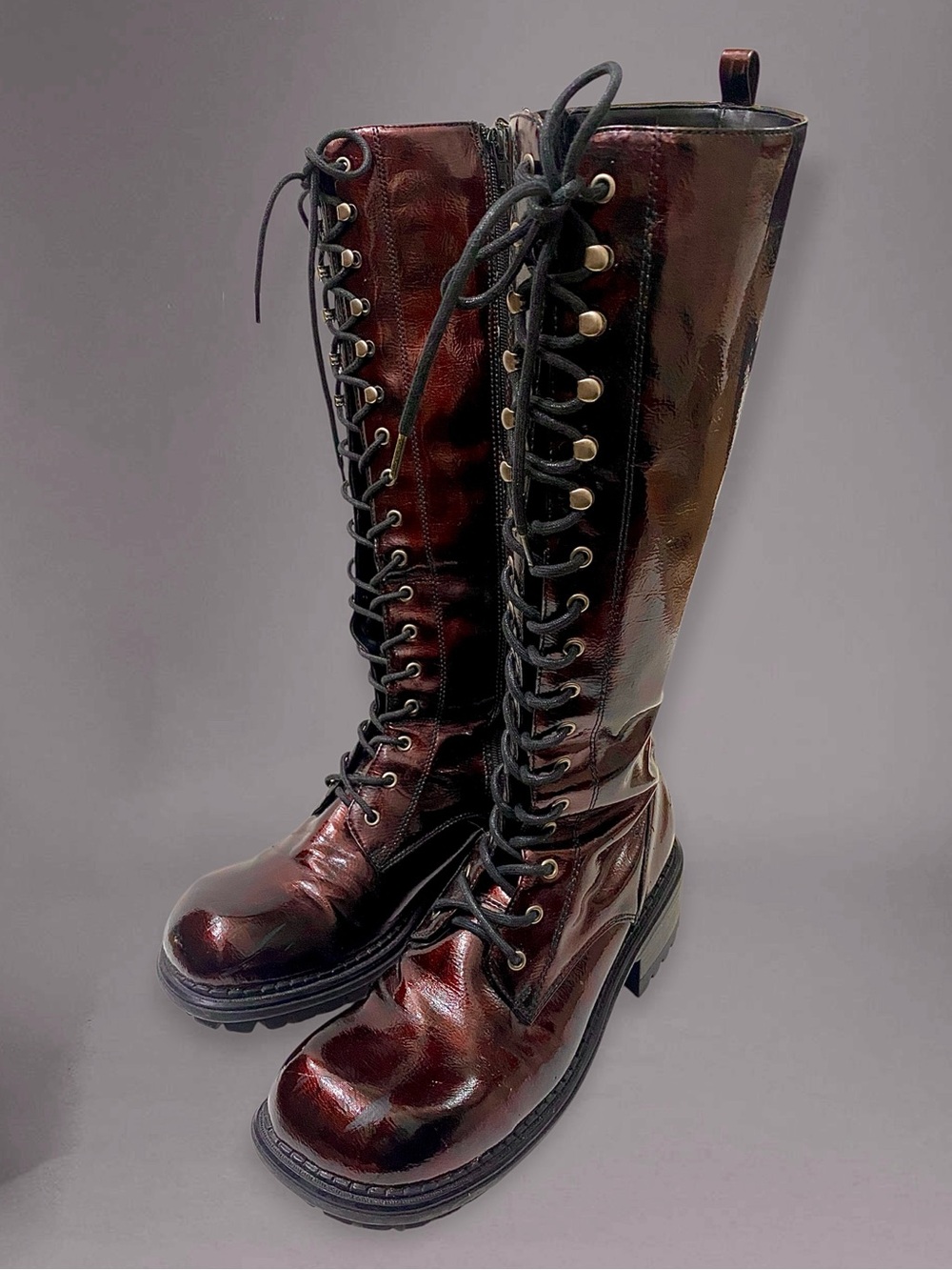 Vintage Delia’s Dark Cherry PVC Combat Boots